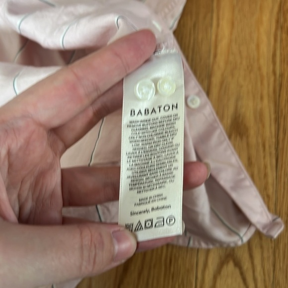 Aritzia Babaton‎ pink striped button down shirt - Picture 5 of 7